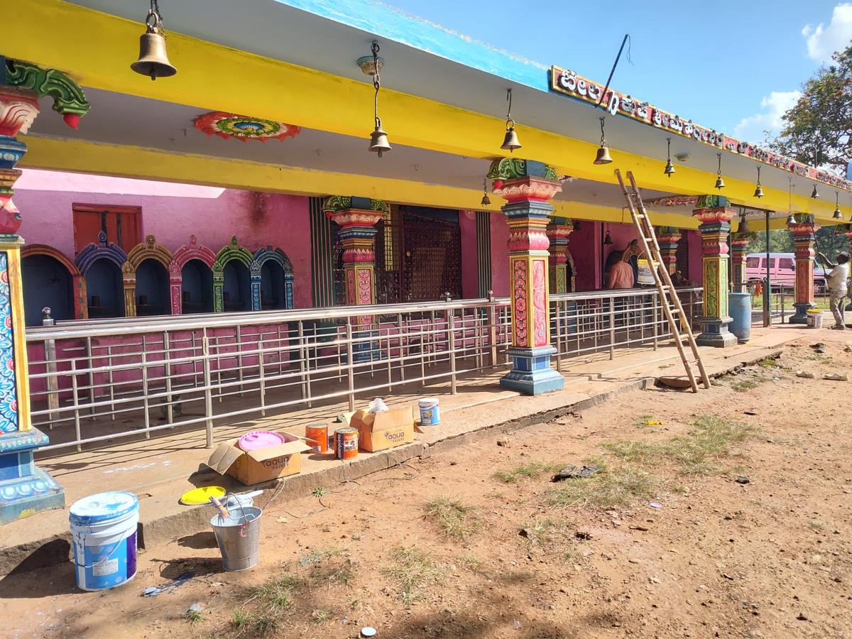 Beladakuppe Sri Mahadeshwaraswamy temple inside Bandipur being spruced up ahead of the annual fair. 