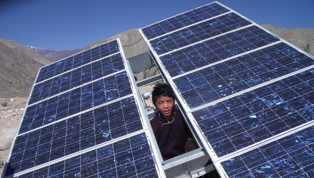 Solar panels at SECMOL School.