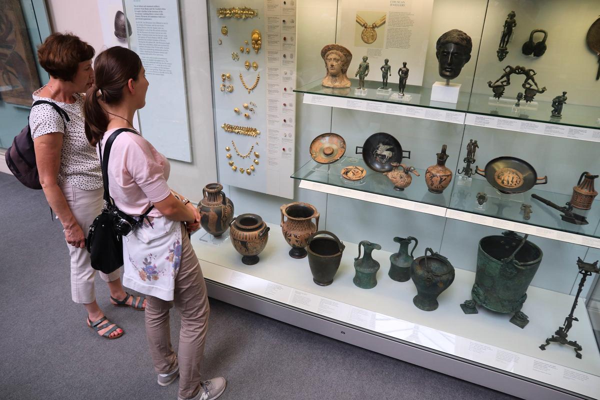 Etruscan artifacts in British Museum, London.