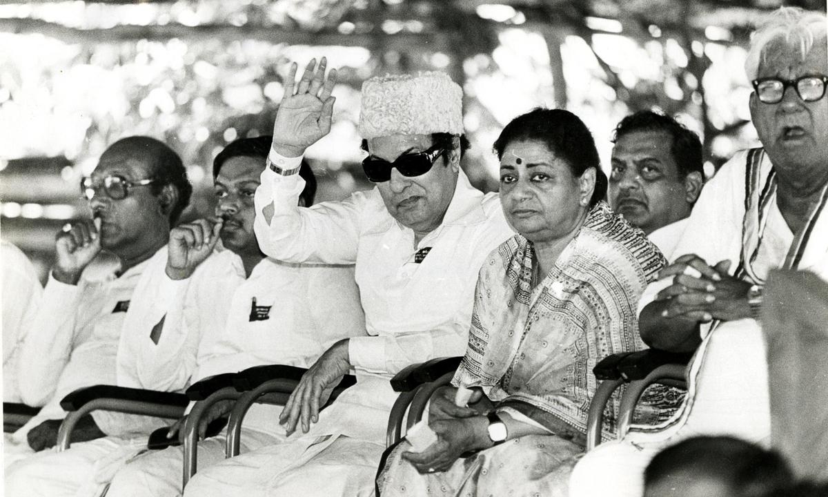 Then Tamil Nadu Chief Minister M.G. Ramachandran with his wife Janaki in Madras on September 24, 1985. Then Tamil Nadu Chief Minister M.G. Ramachandran with his wife Janaki in Madras on September 24, 1985.