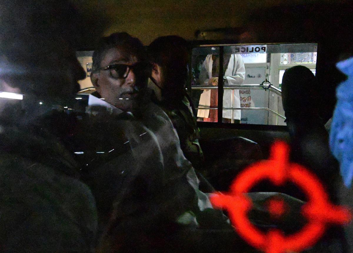 Former TDB president A. Padmakumar being taken to General Hospital for a medical checkup following his arrest by SIT in Sabarimala temple gold theft case in Thiruvananthapuram on Thursday.