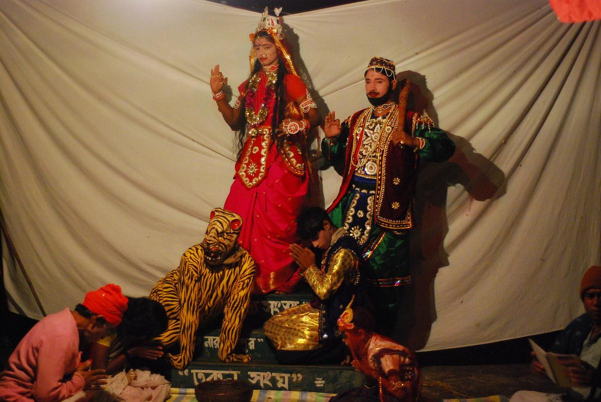 A Bonbibir Pala performance in Sundarbans, West Bengal. A Bonbibir Pala performance in Sundarbans, West Bengal.
