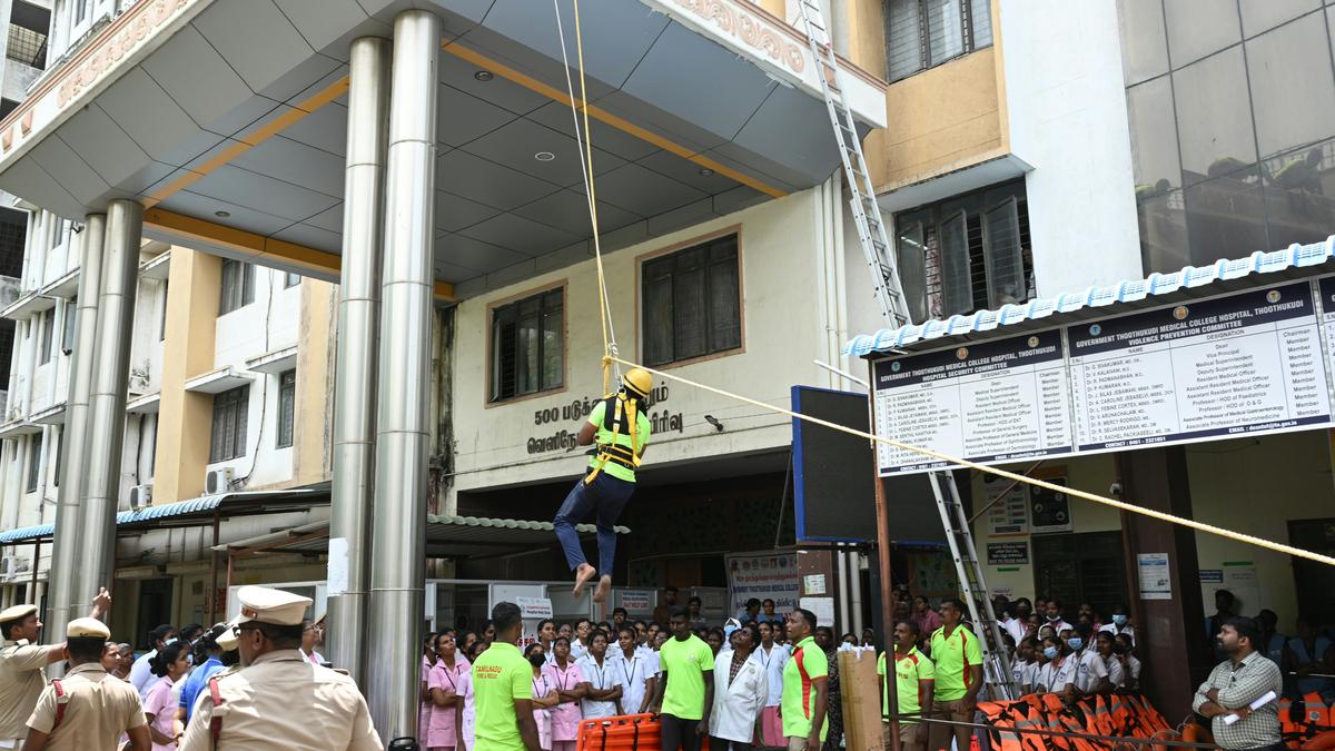 Fire safety drill conducted at Thoothukudi Government Medical College and Hospital