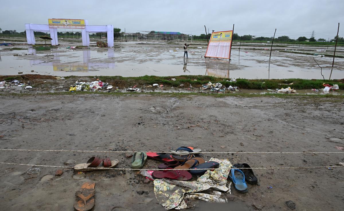 The slippers of the victims who died in the stampede. 