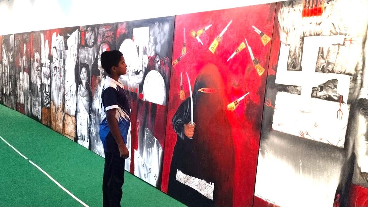 Painting that explores themes of fascism