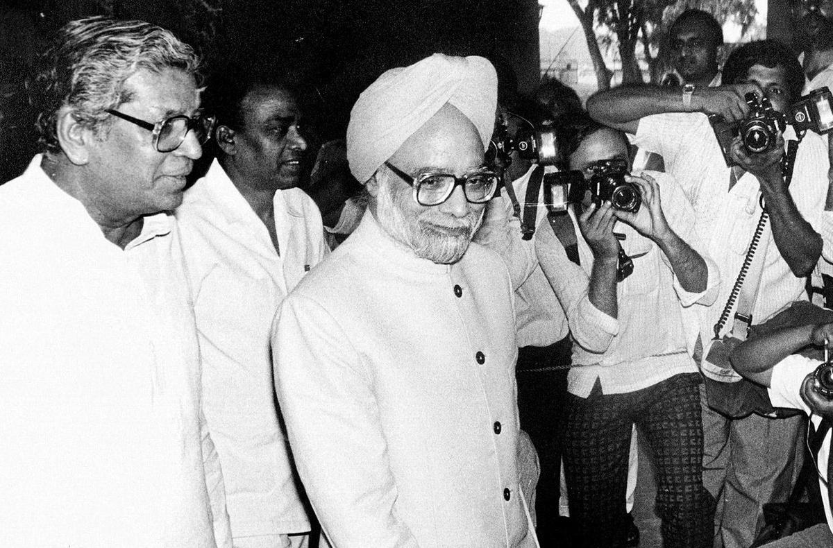 Former Union Finance Minister Dr. Manmohan Singh going to the Parliament House in New Delhi with the Budget documents for presentation on Wednesday, July 24, 1991.