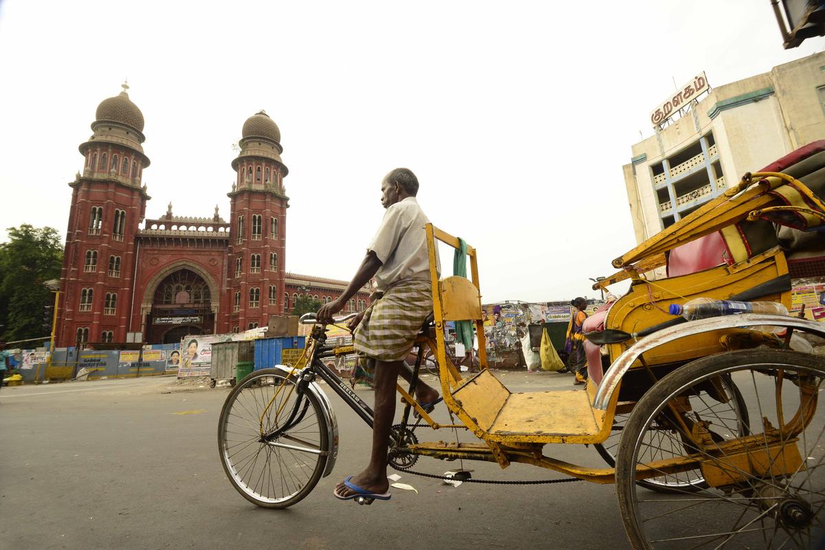 A rickshaw-puller in George Town, Chennai.