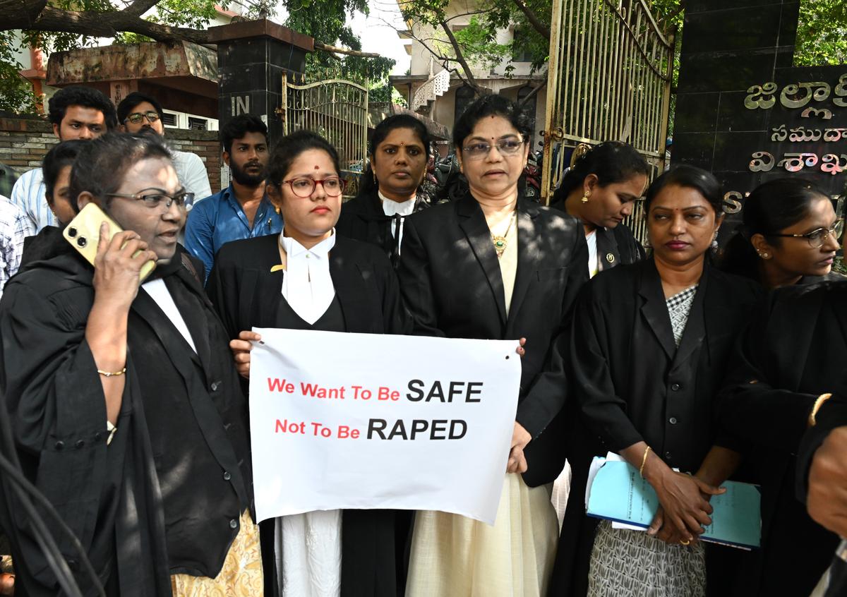 Bar Association members taking out a rally in Visakhapatnam on Friday. 