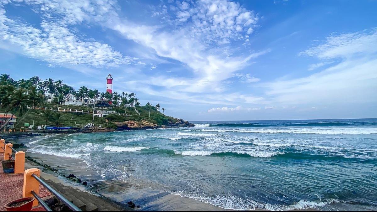 A view of the lighthouse at Kovalam in Thiruvananthapuram
