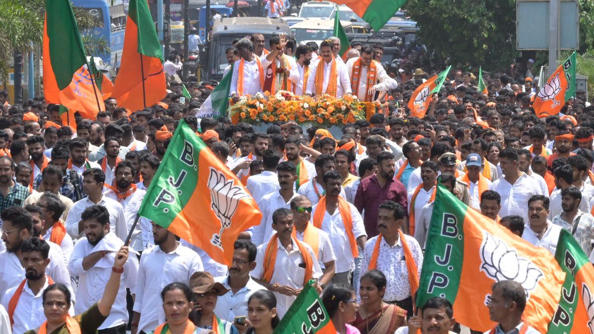 Karnataka Lok Sabha polls: BJP and JD(S) activists seen in good number at nomination rally of Brijesh Chowta