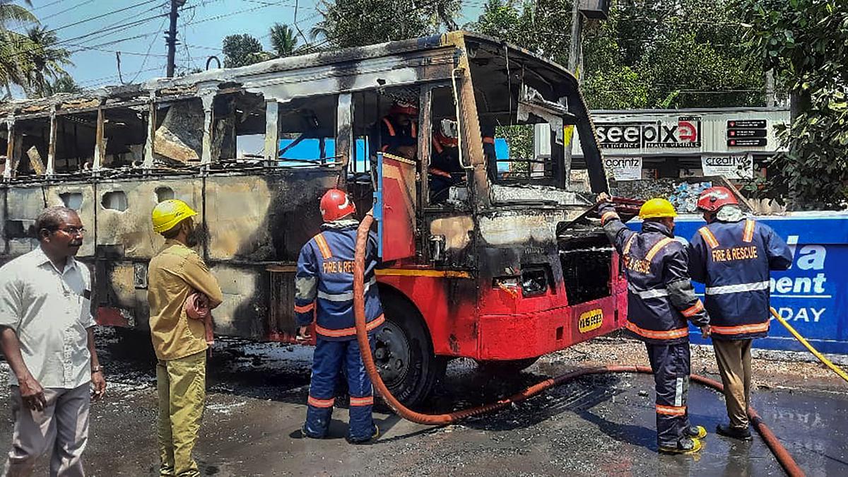 KSRTC bus catches fire, none hurt