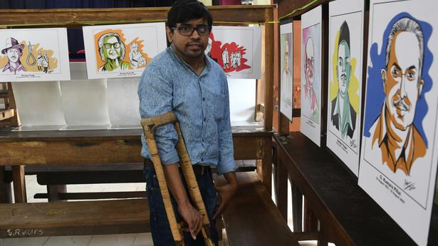 Beating all odds, differently abled youngster continues his artistic pursuit