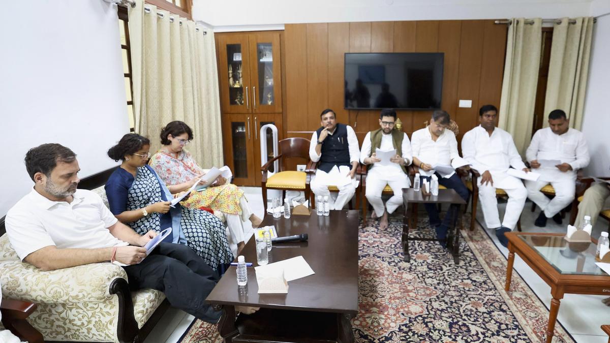 INDIA bloc leaders meet to discuss strategy for counting of votes, TMC and PDP skip