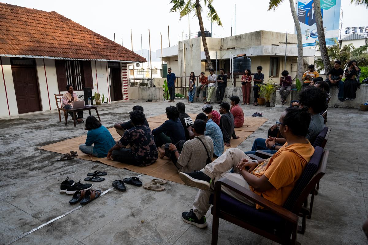 One of the talks at Neighbour Gallery as part of Karu