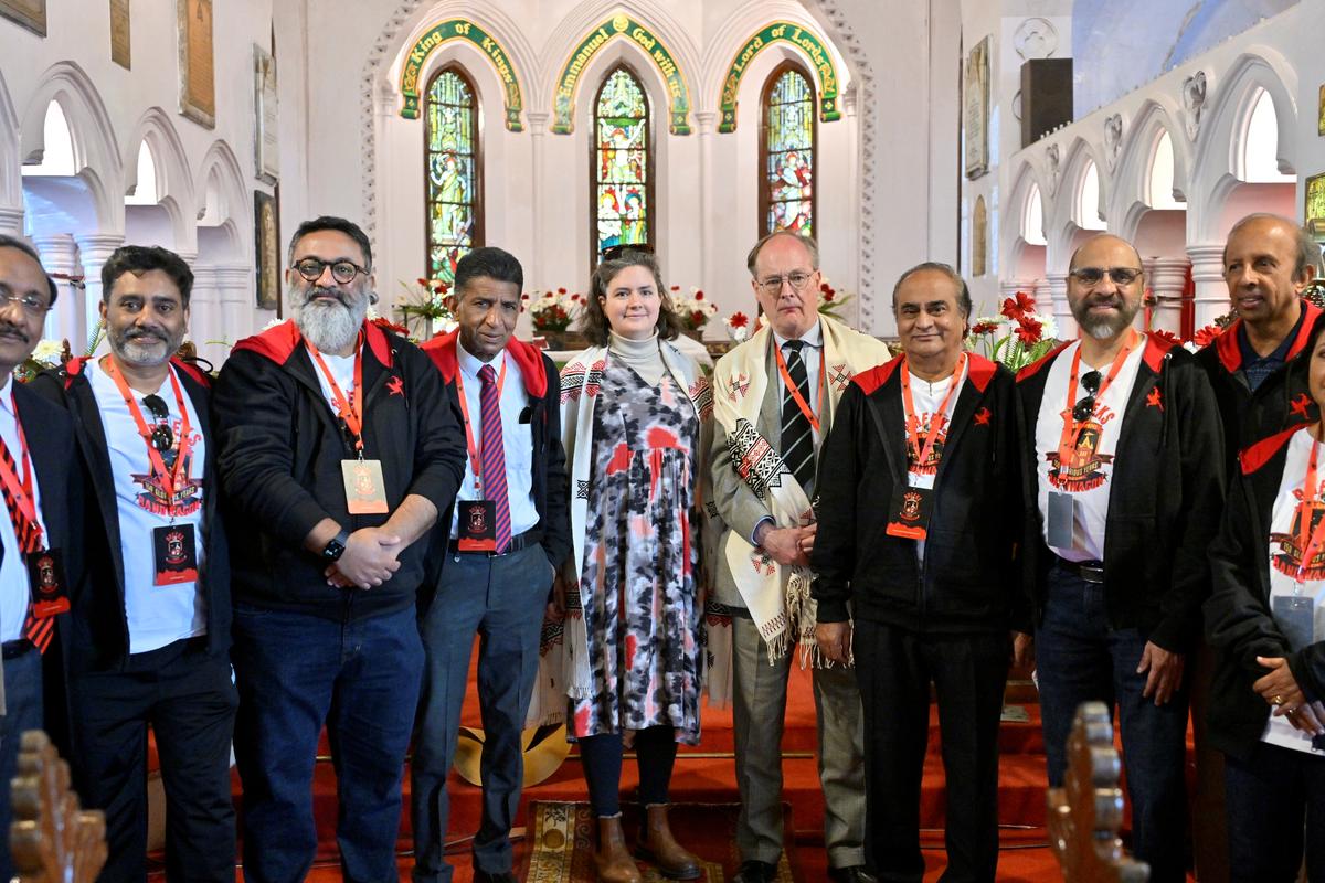 A section of the alumni including D Radhakrishnan, the first president of the Breeks Alumni Association with Mark Blackett-Ord and his daughter Elinor Corfield at St Stephen’s Church  