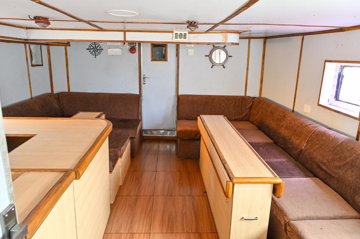 The interior view of 80-seater MV Sai Vaishnavi 