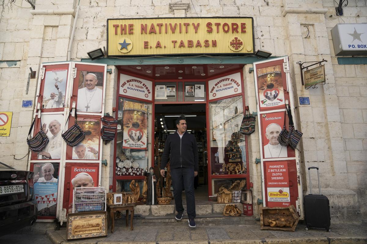 A shop near the Church of the Nativity, where Christians believe Jesus Christ was born, is seen ahead of Christmas in the West Bank city of Bethlehem. File