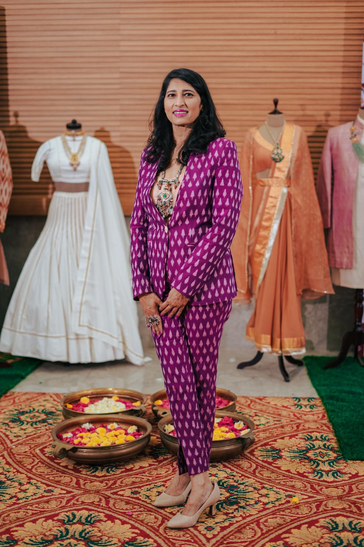 Rupa Jasti, a representative of TANA, sports an ikat ensemble from Shravan Kummar’s Old Soul Fashion line