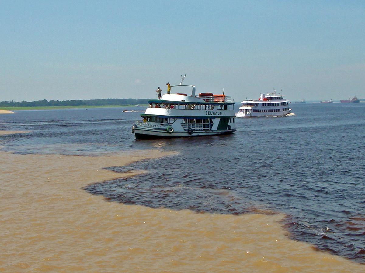                                The Rio Negro and the Solimões rivers in Amazon rainforest