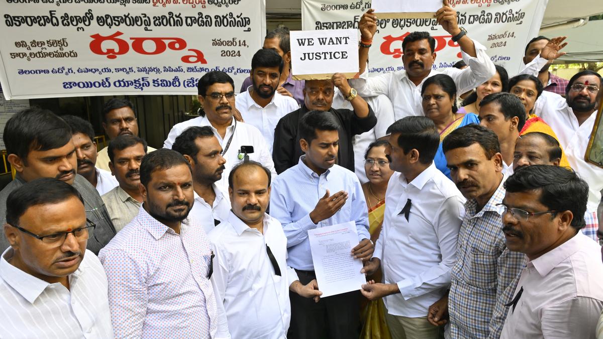 Protest at Hyderabad Collectorate over attack on officials in Vikarabad