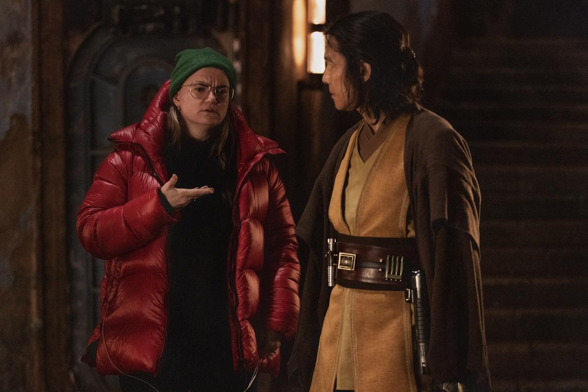 (L-R): Director Leslye Headland and Lee Jung-jae on the set of Lucasfilm's THE ACOLYTE, exclusively on Disney+. ©2024 Lucasfilm Ltd. & TM. All Rights Reserved. Stills from The Acolyte Special Arrangement