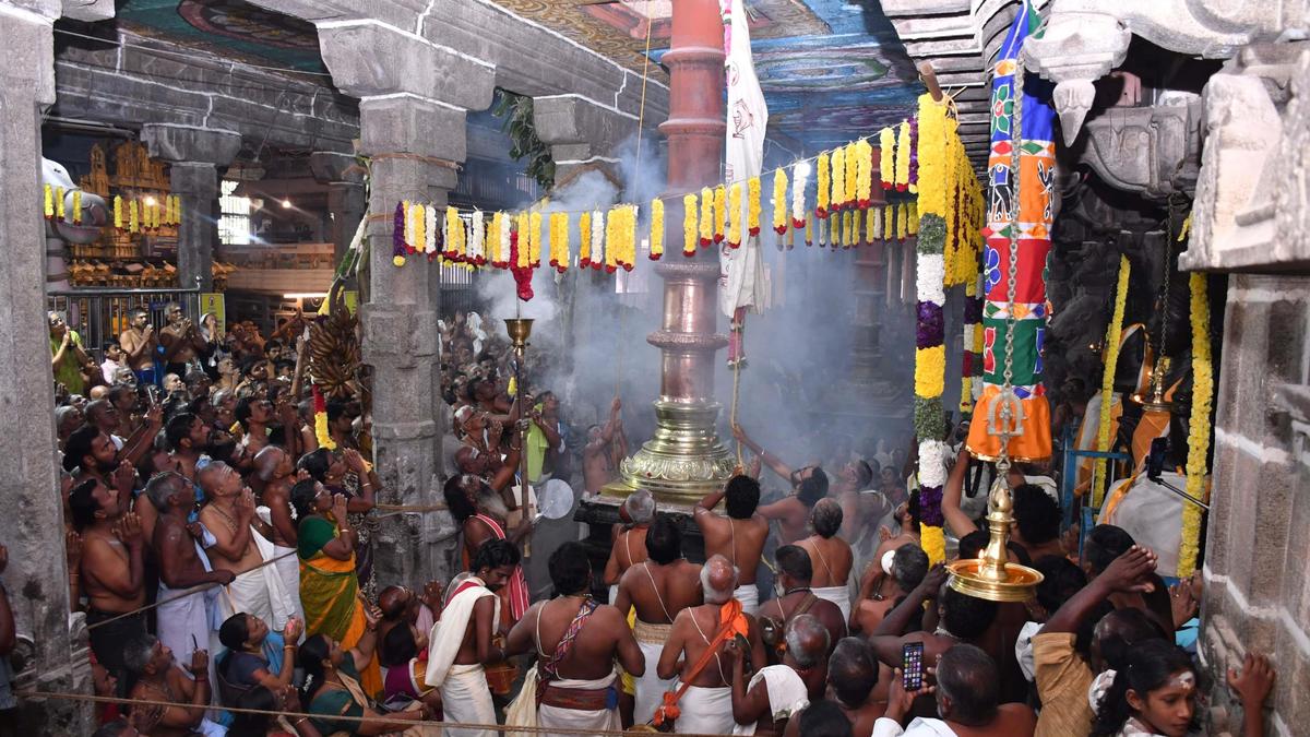 10-day Margazhi festival at Sthanumalayan Swamy Temple begins with flag-hoisting ritual