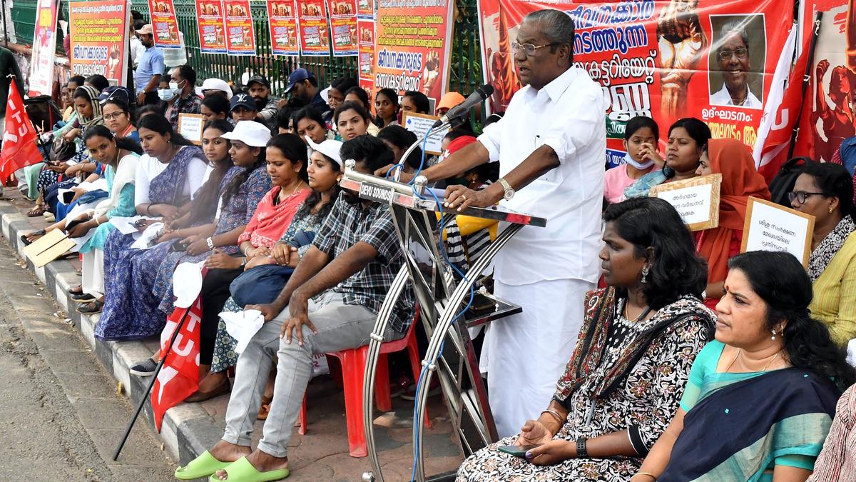 WCD’s child protection staff stage dharna in front of Secretariat