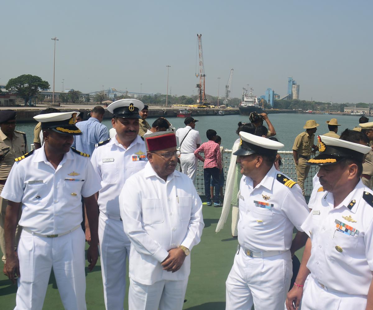 Karnataka Governor Thaawarchand Gehlot on the occasion of the 47th Induction Day of the Indian Coast Guard at Mangaluru on February 2, 2023.