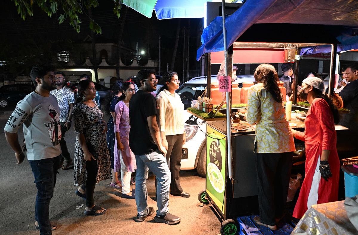 A street food cart in the city 