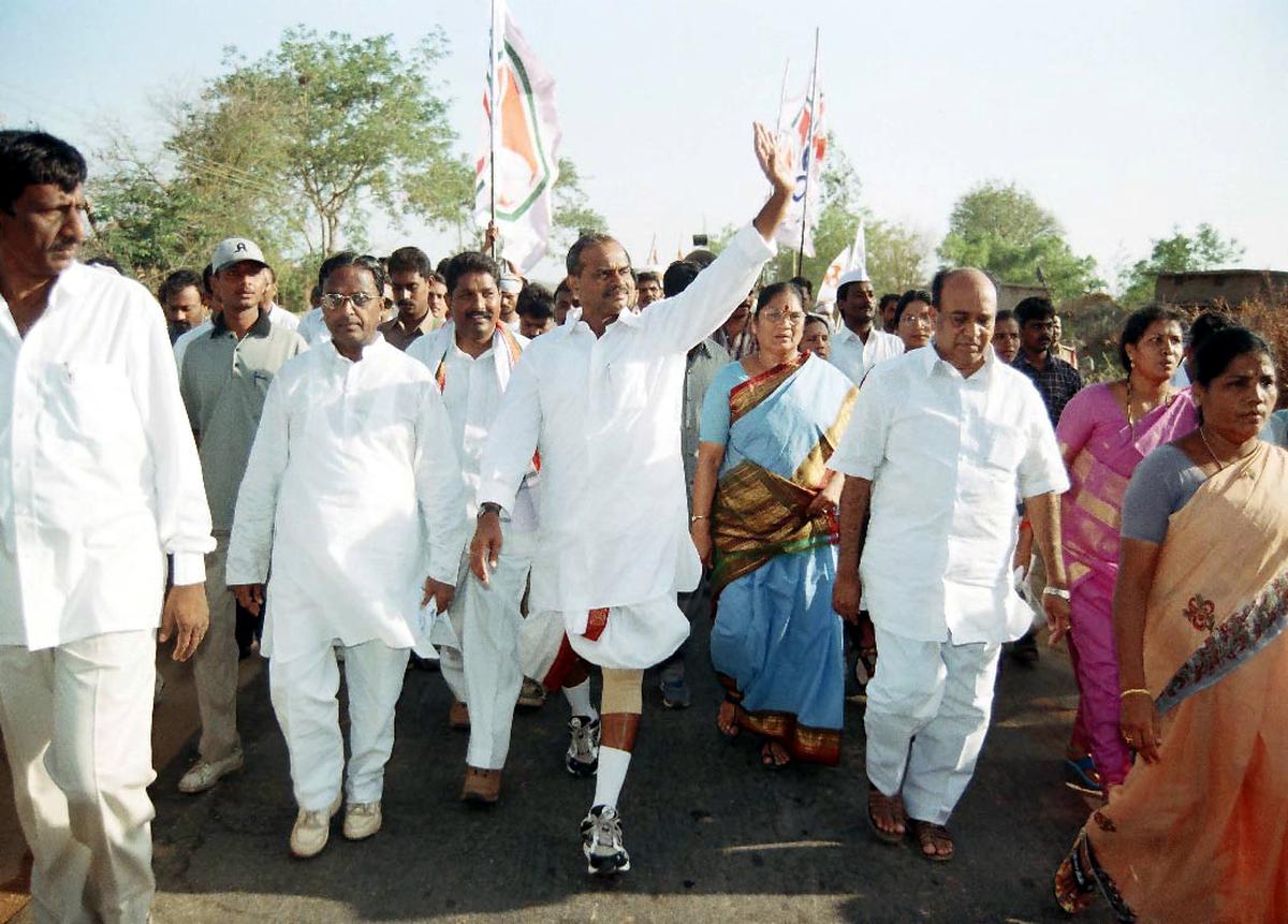 A file photo of late Y.S. Rajasekhara Reddy during his padayatra which brought him to power.