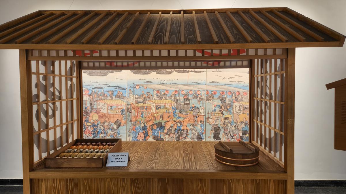A replica of a sushi stall at the exhibit 