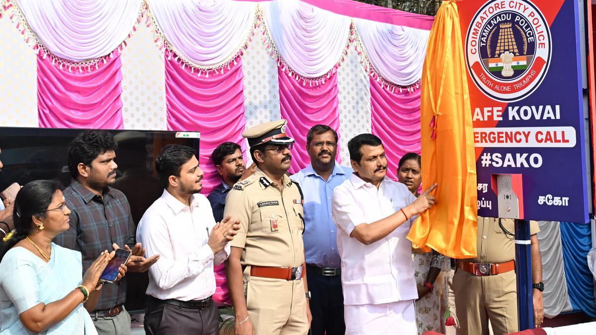 Coimbatore City Police launches ‘Safe Kovai’ initiative with safety poles at bus stops to enhance women’s safety