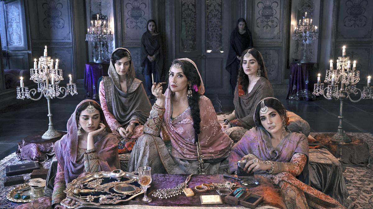 (Left to Right) Aditi Rao Hydari as Bibbo, Manisha Koirala as Mallikajan, Sanjeeda Sheikh as Waheeda, Richa Chadha as Lajjo in 'Heeramandi: The Diamond Bazaar'