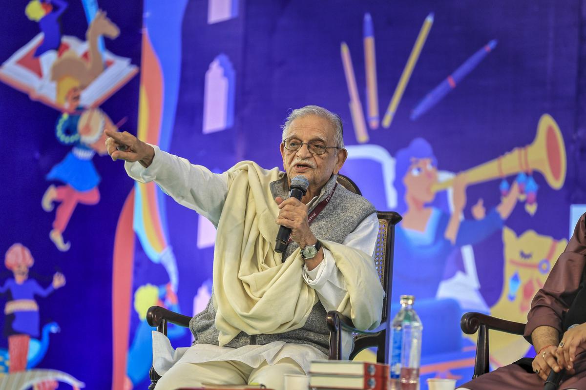 Lyricist & Peot Gulzar during the Jaipur Literature Festival 2024