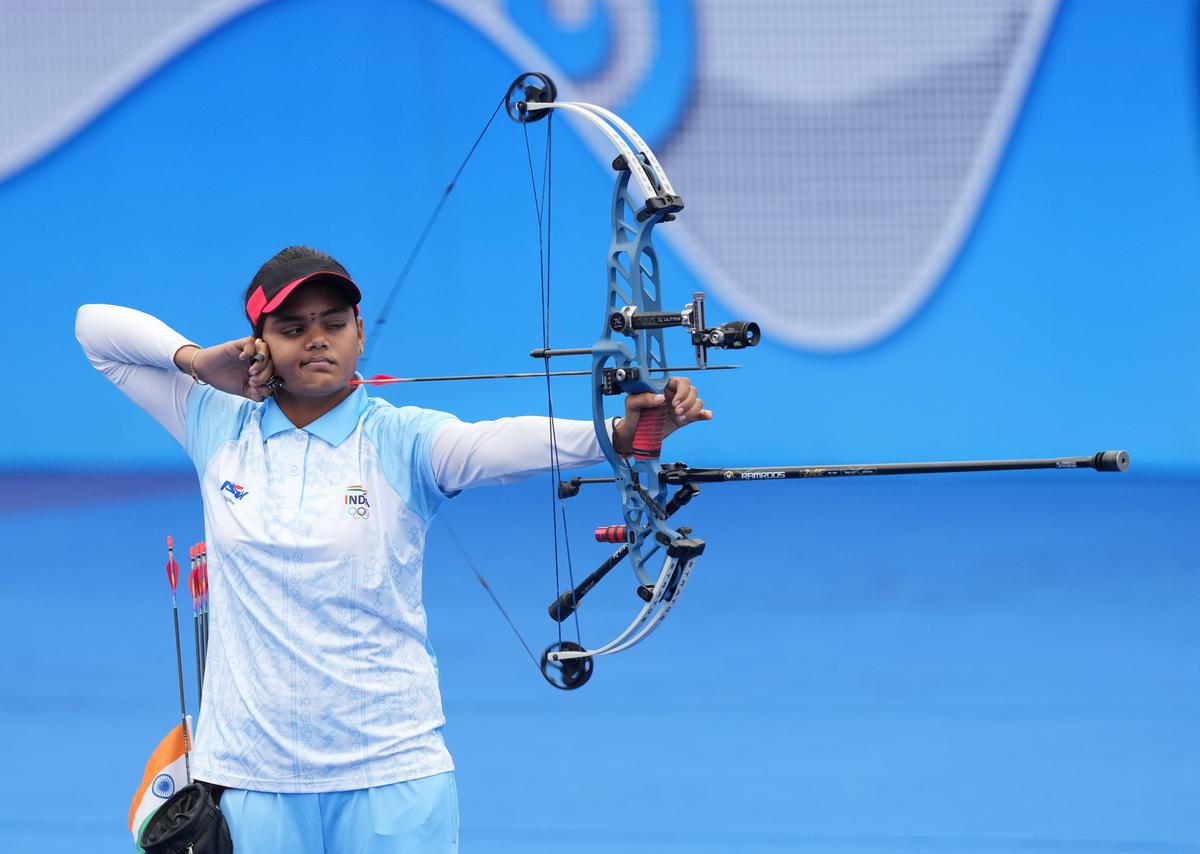 India’s Jyothi Surekha competes in the Compound Women’s Individual Gold Medal event at the 19th Asian Games, in Hangzhou, China