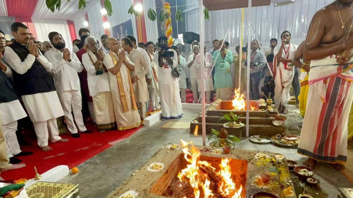 Eknath Shinde, Fadnavis participate in bhoomi puja for TTD’s Venkateswara temple in Navi Mumbai
