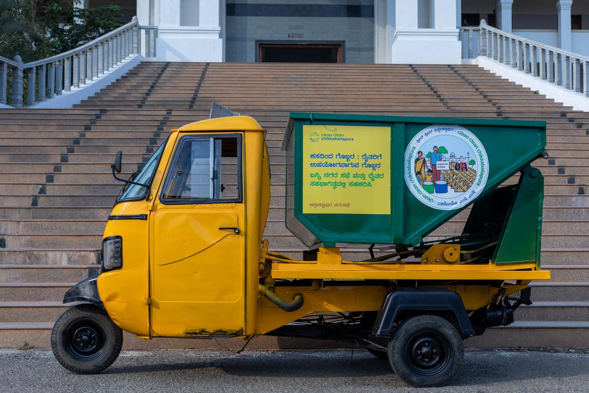 Auto tippers used for transportation of wet waste from landfills to compost pits at farmlands.