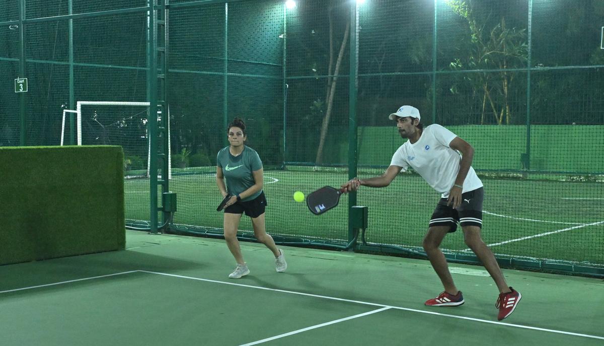 During a pickball match at Ice Water Sports Arena on Express Avenue