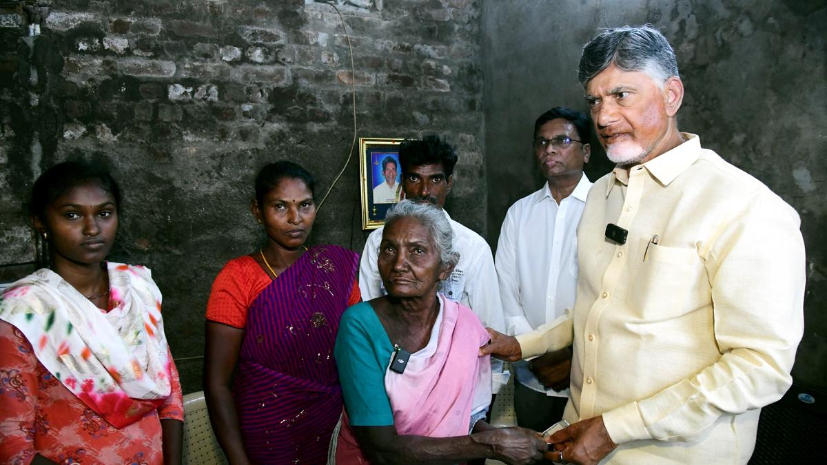 Andhra Pradesh Chief Minister Chandrababu Naidu disburses pension under NTR Bharosa scheme