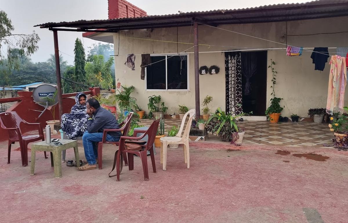 The house where Mukesh lived in Bijapur city, where his older brother Yukesh (right) is seen.