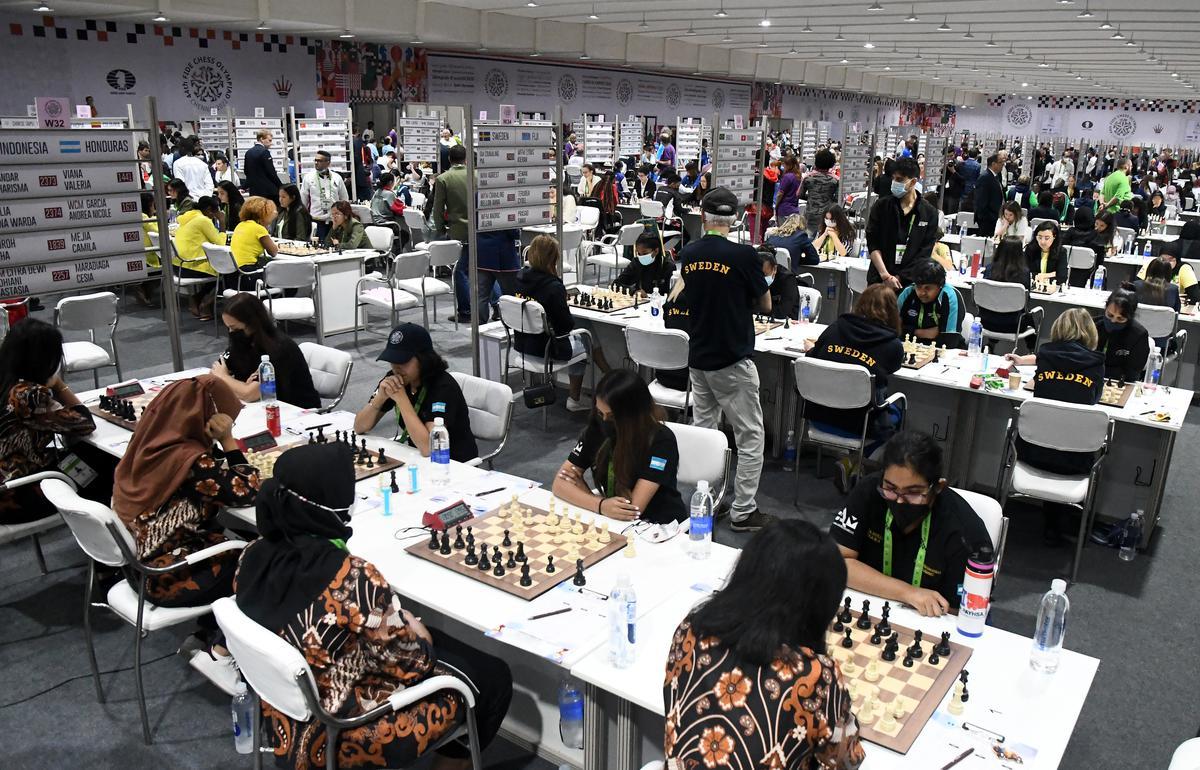 Chess players from different countries participate in the first day of the 44th FIDE Chess Olympiad on July 29, 2022 in Mamallapuram, near Chennai.