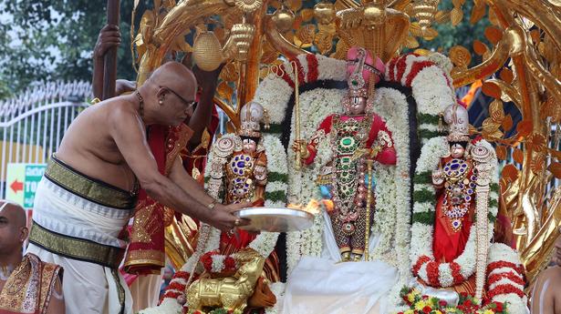 Andhra Pradesh: Lord Malayappa Swamy rides Kalpa Vriksha vahanam