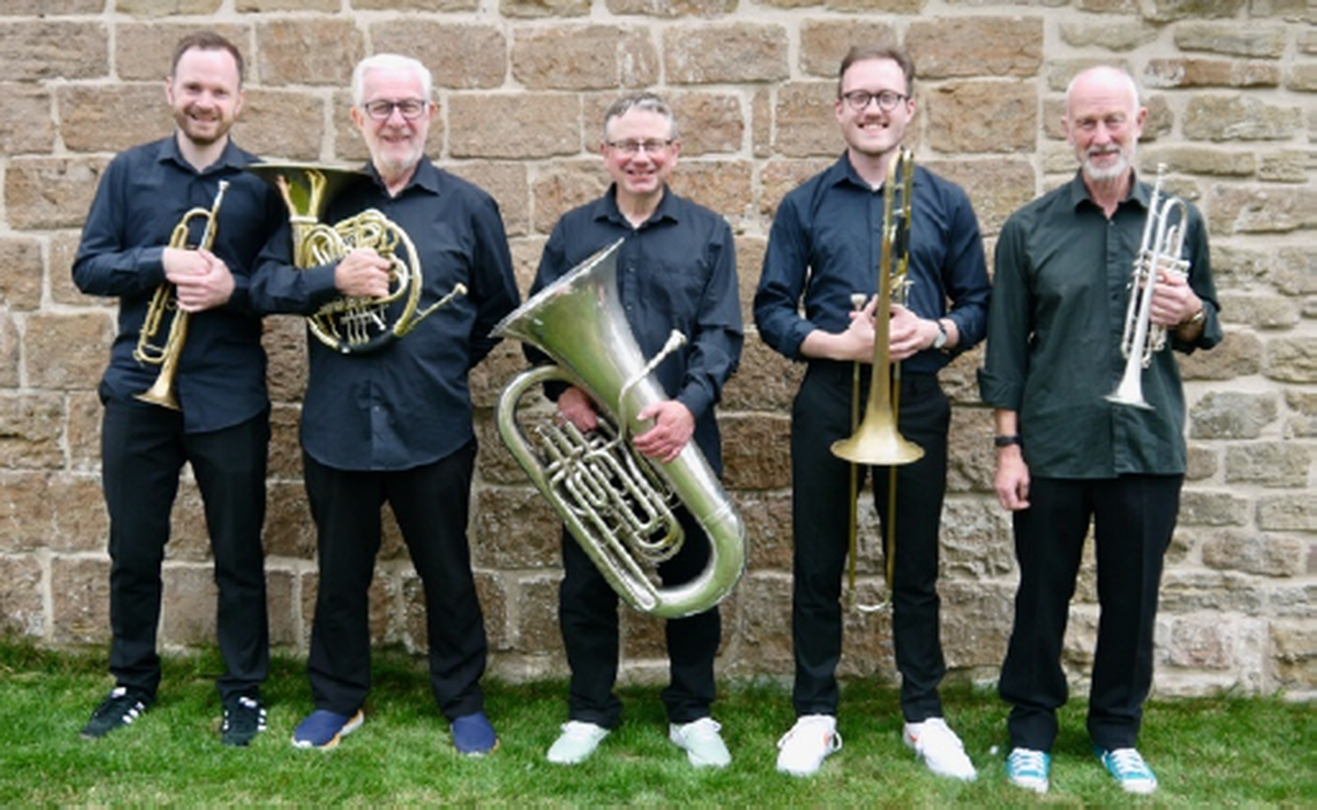 Members of the English Brass Collective, a professional five-member ensemble from the UK. Members of the English Brass Collective, a professional five-member ensemble from the UK.