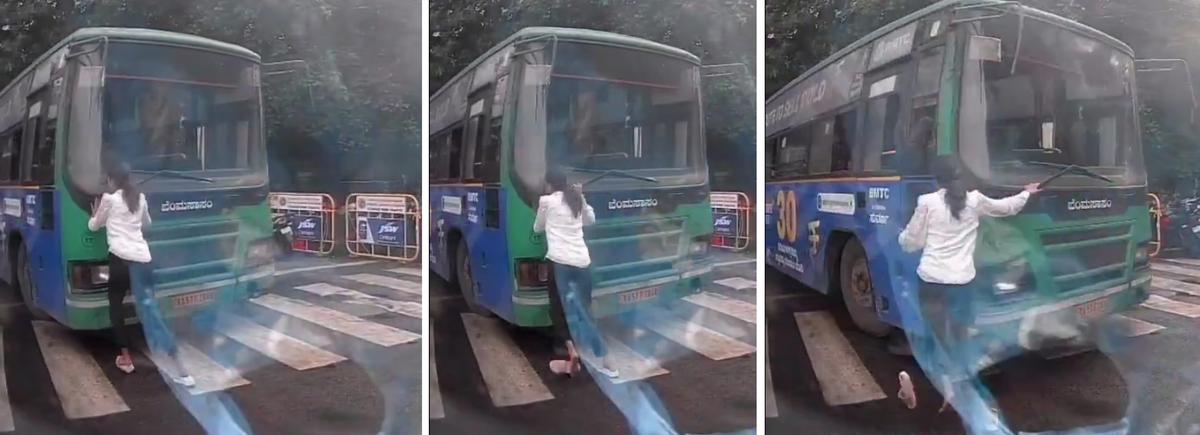 Bengaluru road rage: BMTC bus driver booked for trying to run over woman - The Hindu