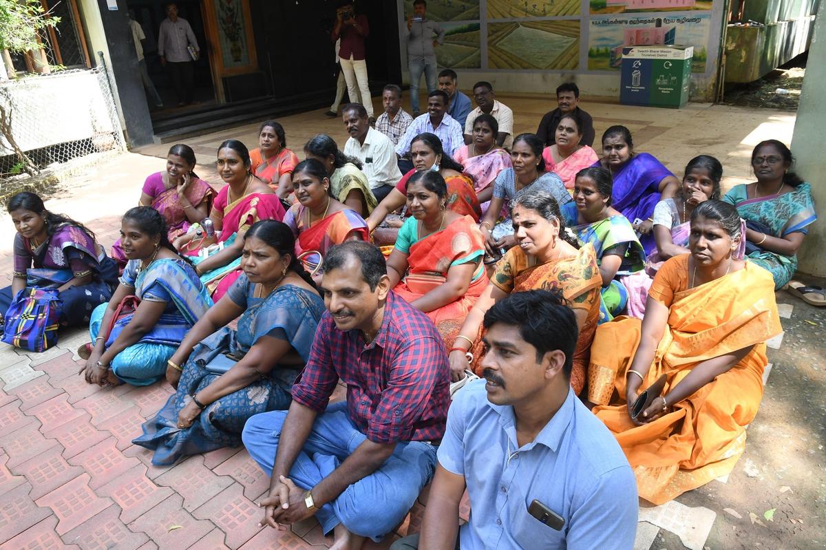 Computer operators stage dharna on Collectorate premises