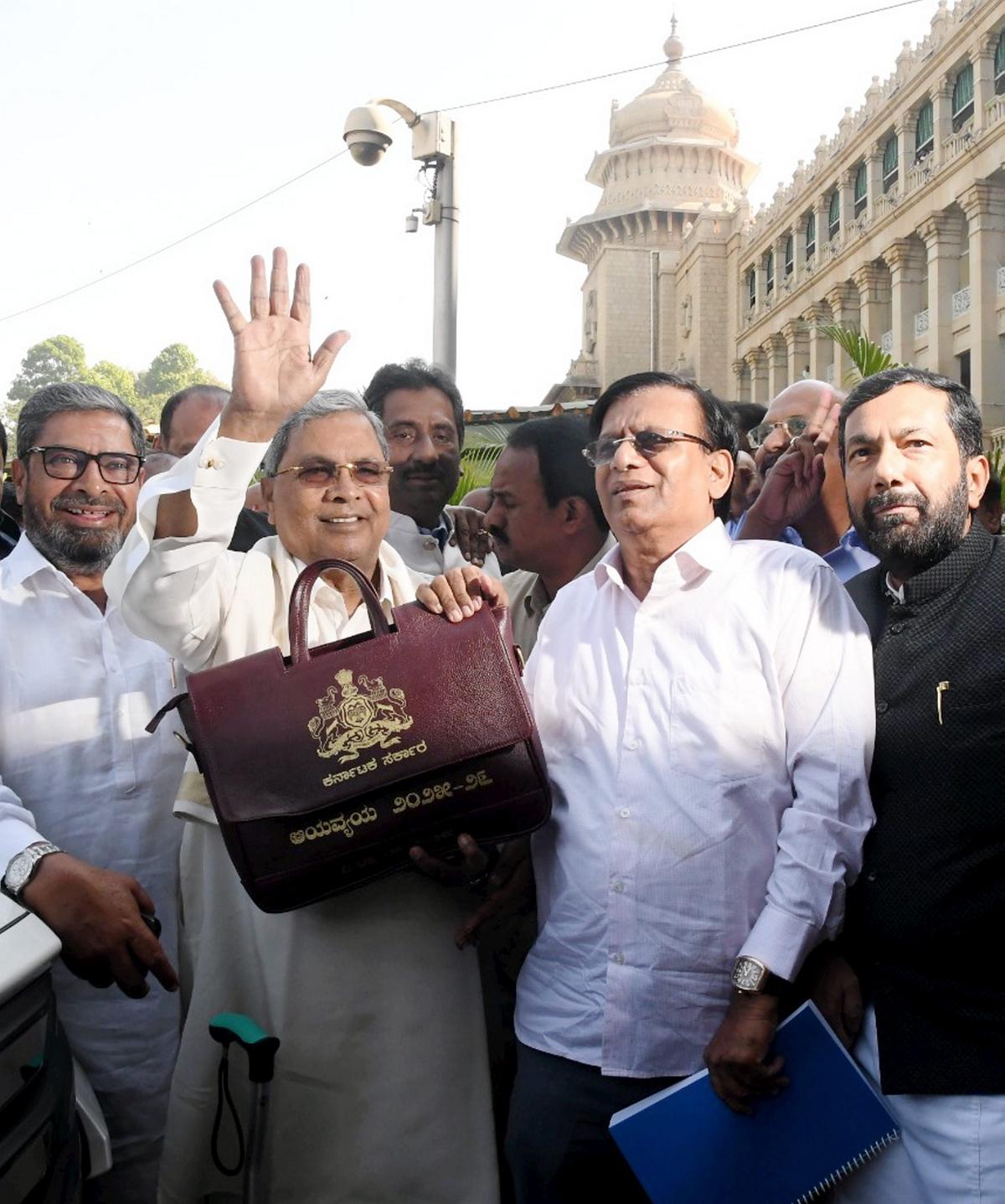 Karnataka Chief Minister Siddaramaiah arrives to present the state Budget 2025-26, in Bengaluru on March 7, 2025. 