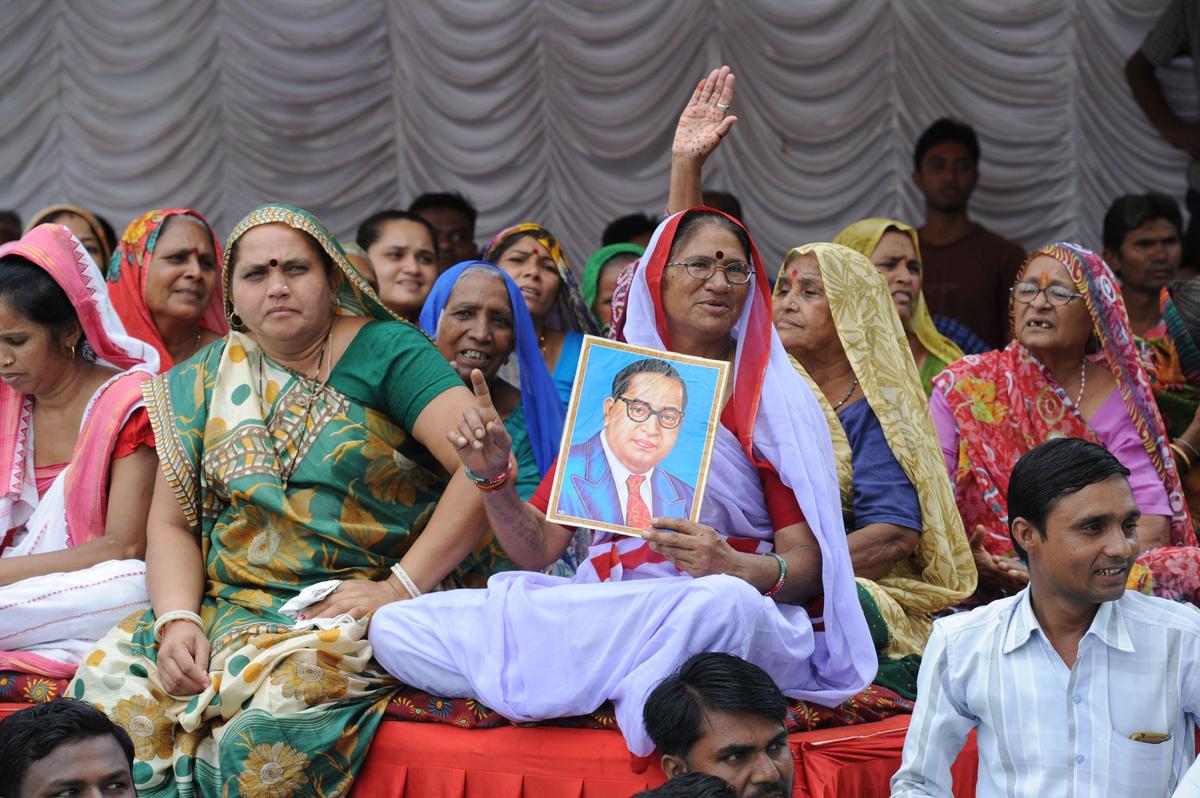 Dalit women at a protest meet in the wake of the Una violence, in Ahmedabad, July 2016. 