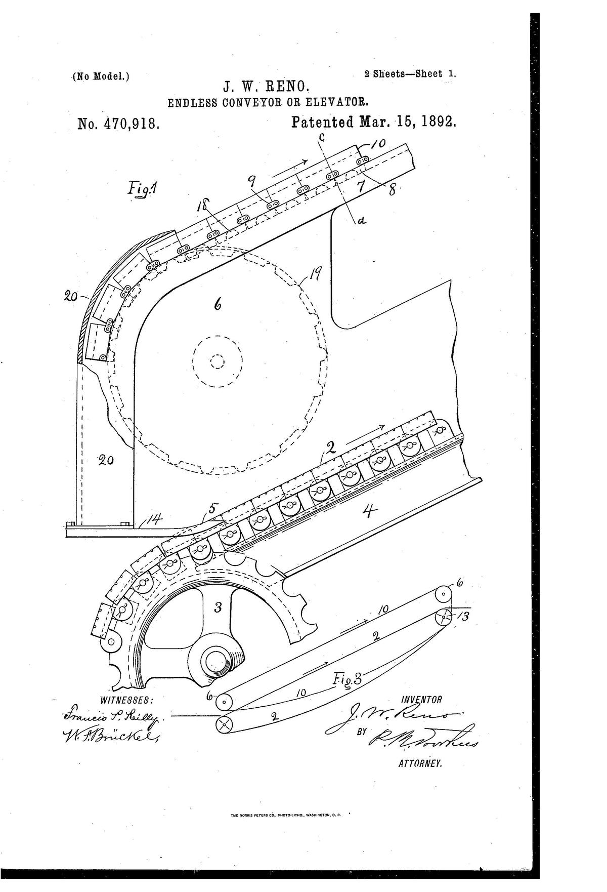 A patent drawing from Reno’s patent.