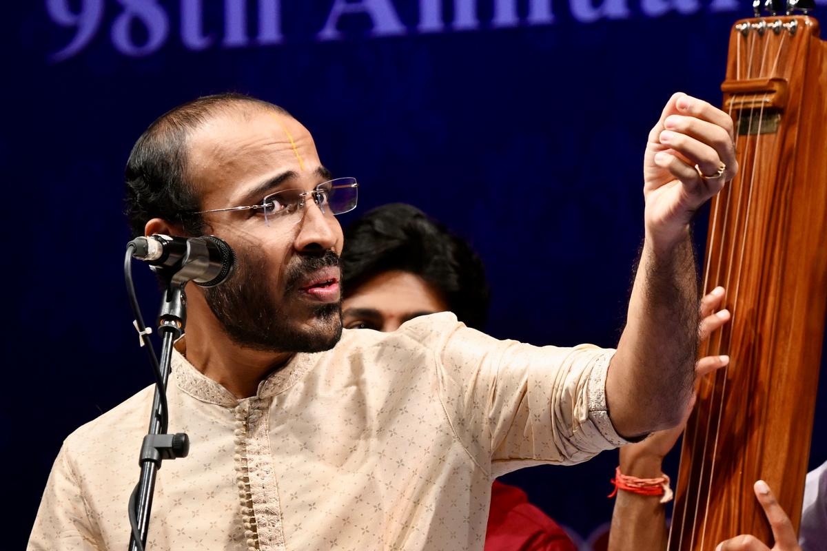 Performing at the December Season 2024 concert of Kalyanapuram Aravind Sangeet Academy
