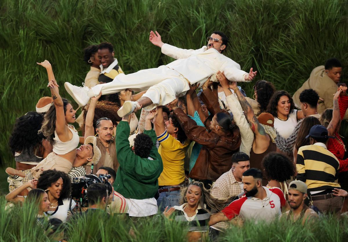 Bad Bunny celebrates Puerto Rico in joyous Super Bowl halftime show - The  Hindu